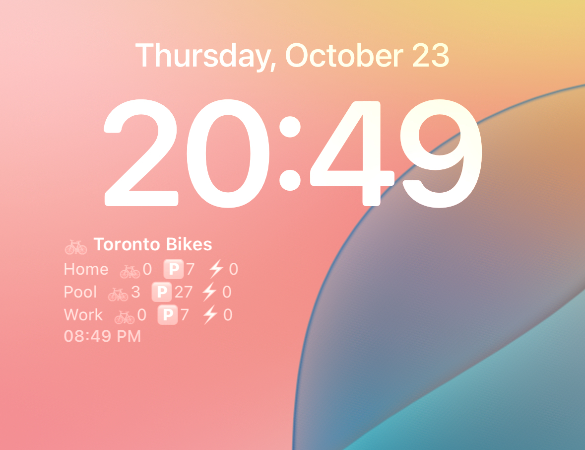 iOS Scriptable widget showing favorite stations.